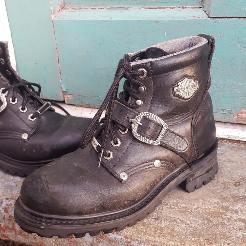 Harley Davidson Black Leather Riding Boots